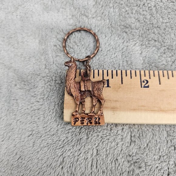 Cusco Peru Keychain Alpaca Lama Copper colored Metal Peruvian Souvenir - Picture 9 of 11